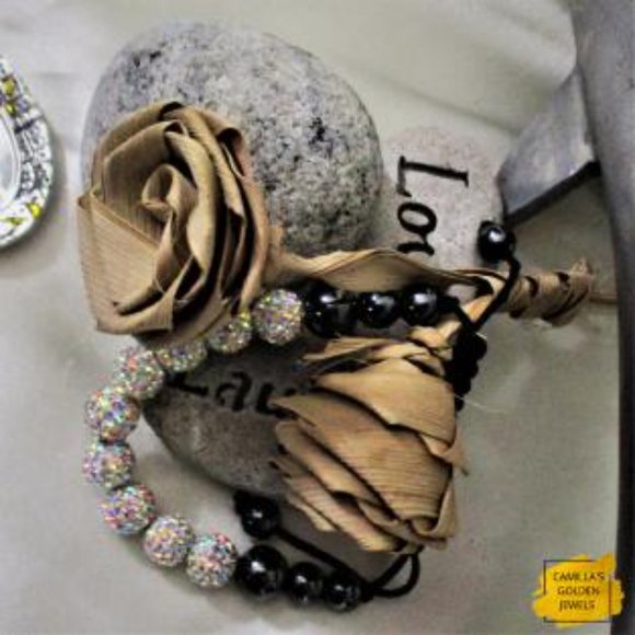 Handmade Rhinestone Adjustable Beaded Bracelet - Picture 5 of 5